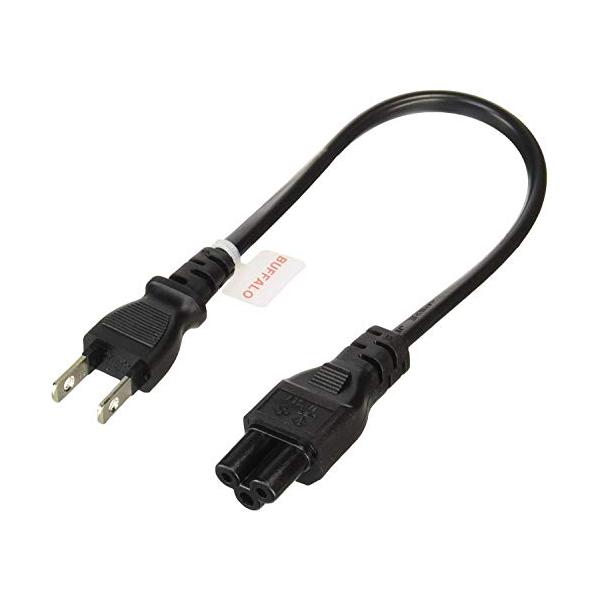 他サイト： バッファロー BUFFALO 電源ケーブルDELL/HP用3ピンソケット(メス)⇔2ピンプラグ(オス)20cm BSACC0802BKAの商品画像