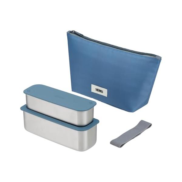 サーモス 弁当箱 2段 スリム フレッシュランチボックス 635ml グレーネイビー DSA-605W GNV