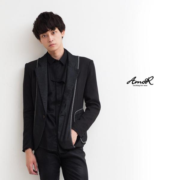 大阪人気商品 黒 艶黒 無地 外ポケット モード系 メンズ ブラック パイピング テーラード ジャケット ショート丈 アウター Nbc8v Amor 新品買取 Boltonpratt Com