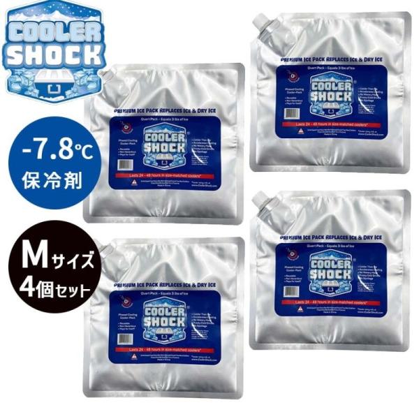 他サイト： COOLER SHOCK クーラーショック Mサイズ Medium 4pcs セット 保冷剤 保冷 アウトドア 4個セット 繰り返し使用可能 クーラーボックス 0854850006206 暑さ対策 薄の商品画像