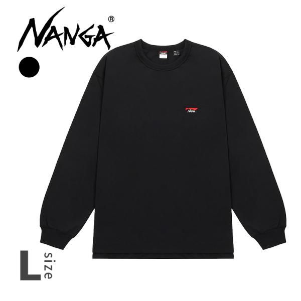 ECO HYBRID BOX LOGO EMBROIDERY L/S TEE BLK Lサイズ エコ ハイブリッド ボックス ロゴ エンブロイダリー L/S ティー ブラック 4938101118606 ナンガ (NANGA)