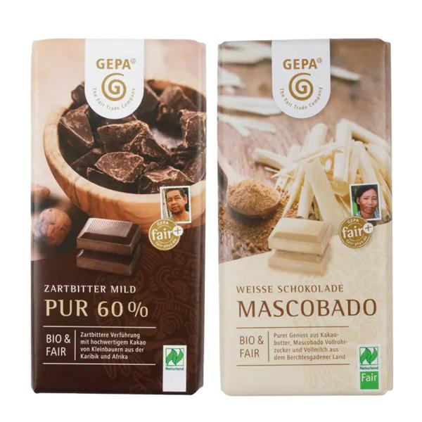 Gepa ゲパ オーガニックチョコレート 100g ダーク60 ヘーゼルナッツミルク マスコバドホワイト チョコ ギフト おしゃれ サンテラボ 通販 Paypayモール