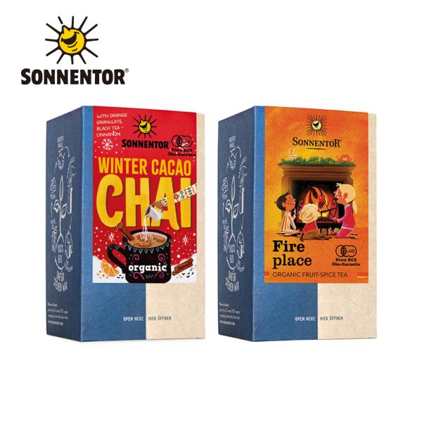 冬のひと時をゆっくりと過ごすのにぴったり。季節限定ハーブティー。商品名：SONNENTOR ゾネントア ウィンターカカオチャイ/暖炉でくつろぐフルーツティー原産国：チェコ共和国輸入者：株式会社 おもちゃ箱区分：食品広告文責：(株)エル・ロー...