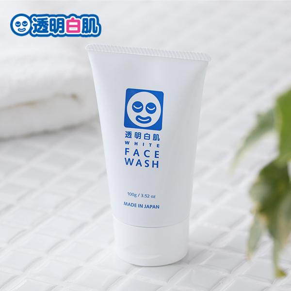 透明白肌 ホワイトフェイスウォッシュ 100ｇ 洗顔 炭 泥 泡洗顔 フェイスウォッシュ 角質 毛穴 汚れ スクラブ こんにゃくスクラブ くすみ 洗顔料 石澤研究所 サンテラボ 通販 Paypayモール