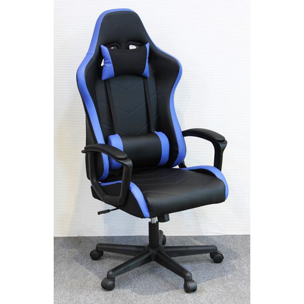 レーシングチェア 合成皮革張り 快適オフィスチェアー ブルー色（青色