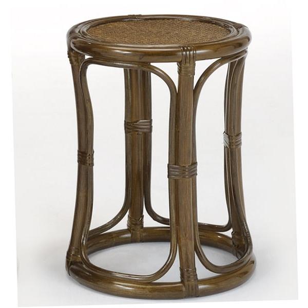 籐椅子 ラタンチェア 丸型スツール ダークブラウン色 座面高さ42センチ