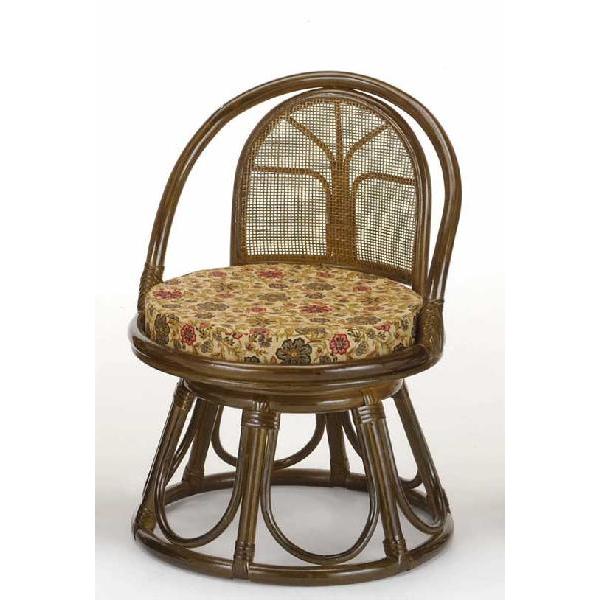 回転籐椅子 ラタンチェア チェアミドルハイタイプ 座椅子 ダーク