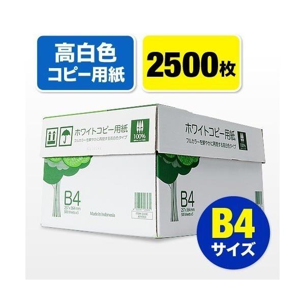 コピー用紙 B4 2500枚 500枚×5冊 玄関までお届け 高白色 白い ホワイト 用紙 OA用紙 印刷用紙 インクジェット カラー レーザー プリンター FAX 300-CP1B4