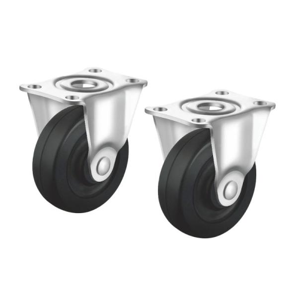 品番：CST-75E-FIX2ここがポイント！・互換性の高い汎用キャスターで交換が可能・75mm径のゴム素材がなめらかな動きを実現・総耐荷重は約50kg、安定した台車移動が可能汎用キャスター用ゴム車輪、プレート式固定キャスター。75mm径 ...