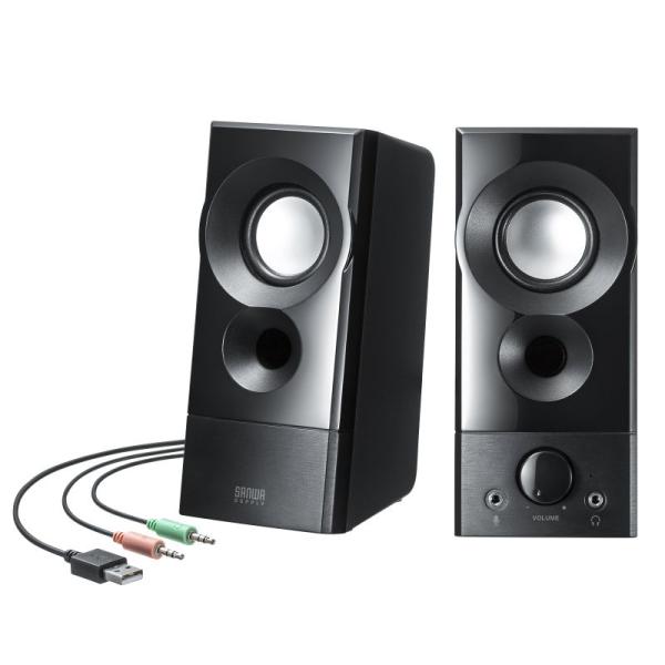 品番：MM-SPL20UBK大きな操作ボタンで簡単操作。AC不要で配線すっきり。合計5,000円以上お買い上げで送料無料(一部商品・地域除く）！関連キーワード：サンワサプライ サンワダイレクト 売れ筋 ランキング 人気 高音質 BOSE風 ...