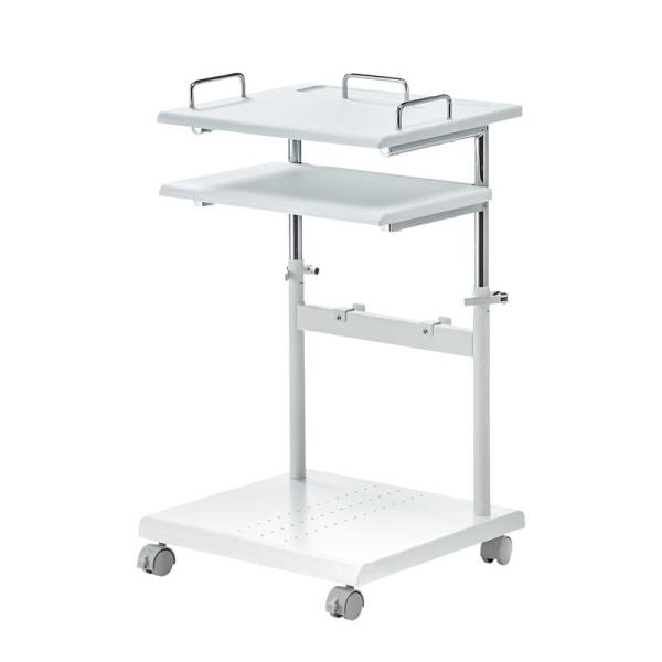 プロジェクター台 高さ調整 中棚/下棚 トレー ケーブルフック付き 耐荷重15kg（PR-17）