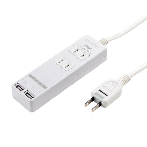 他サイト： USBシャッター付きタップ 2P 2個口 3m 2ポート 4.8A TAP-B110USH-3Wの商品画像