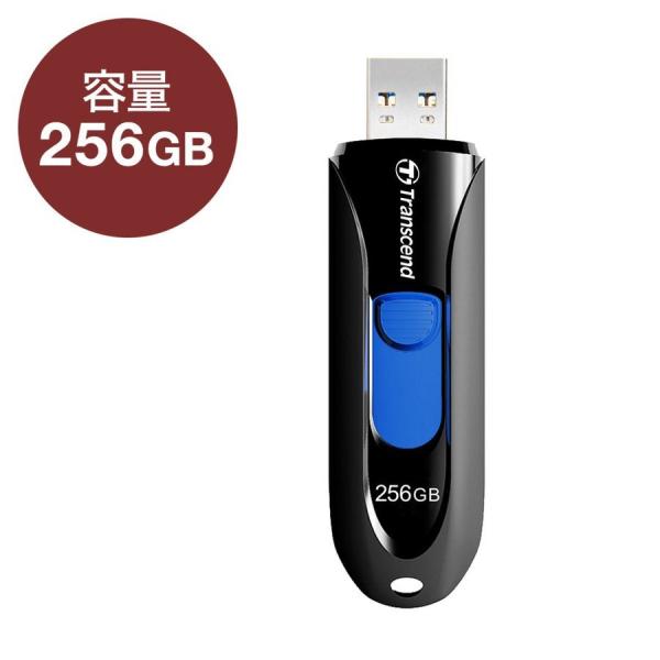 他サイト： Transcend　USBメモリ　256GB　USB3.1 Gen1　キャップレス　スライド式　JetFlash 790　ブラック　TS256GJF790Kの商品画像