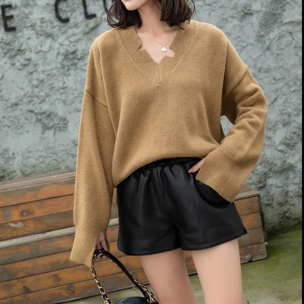 レディース ショートパンツ 革パン 合わせやすい ゆったり 本革 レディース ショートパンツ 革パン 合わせやすい ゆったり 本革