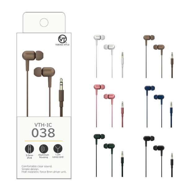 物流倉庫出荷 イヤホン 有線 密閉型 1.2mロングコード シンプル コンパクト 音楽 VTH-IC038 VERTEX ヴァーテックス