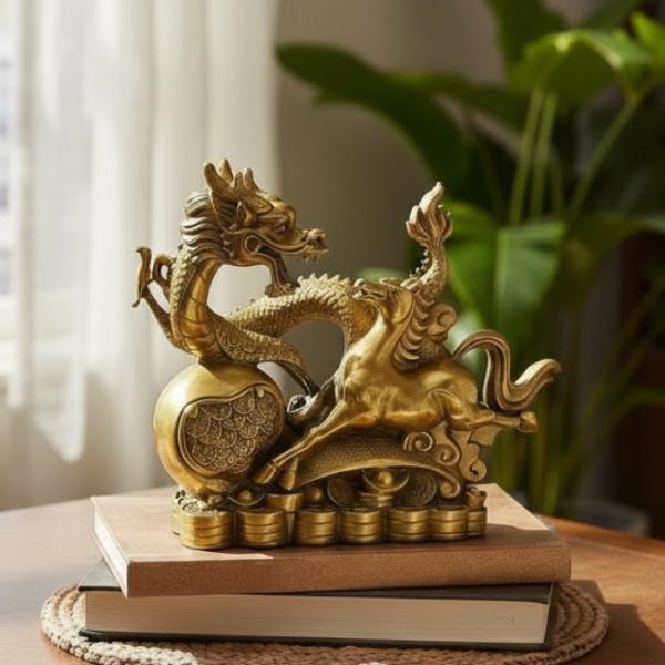 唐物　龍馬精神　馬の置物　縁起物 銅 龍と馬 登り龍 昇龍 駆ける馬 ウマ 午 縁起物 置物 金運アップ 開運