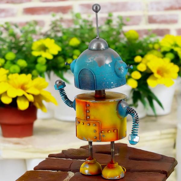 ブリキ製 ロボット型 オブジェ ガーデンオーナメント sanwapotitto_46002