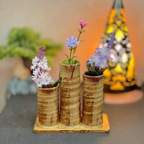 時代物 六角形 花器 焼き物 一輪挿し フラワーベース 和モダン 花瓶 陶器 一輪挿し 瀬戸焼 日本製 花瓶 和風 モダン インテリア