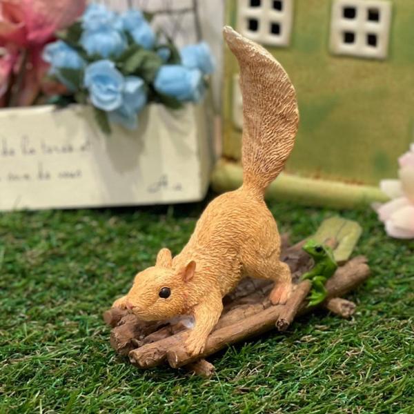 リス レトロ アンティーク風 昭和レトロ 置物 いかだ乗り カエル