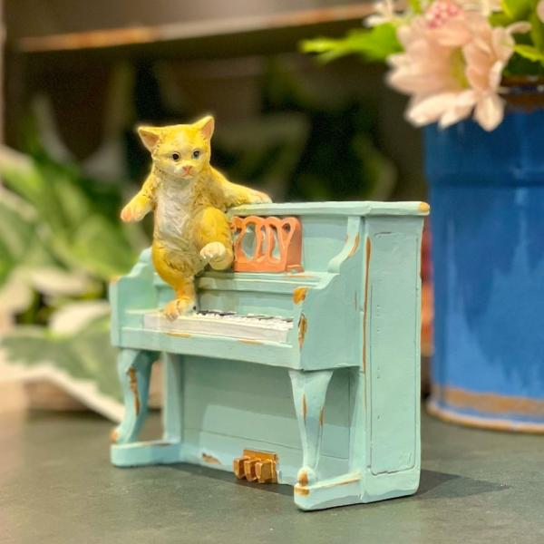 A ピエロ　猫　インテリア　アンティーク 陶製・猫・カップル・ペア・アンティーク・インテリア・置物・No