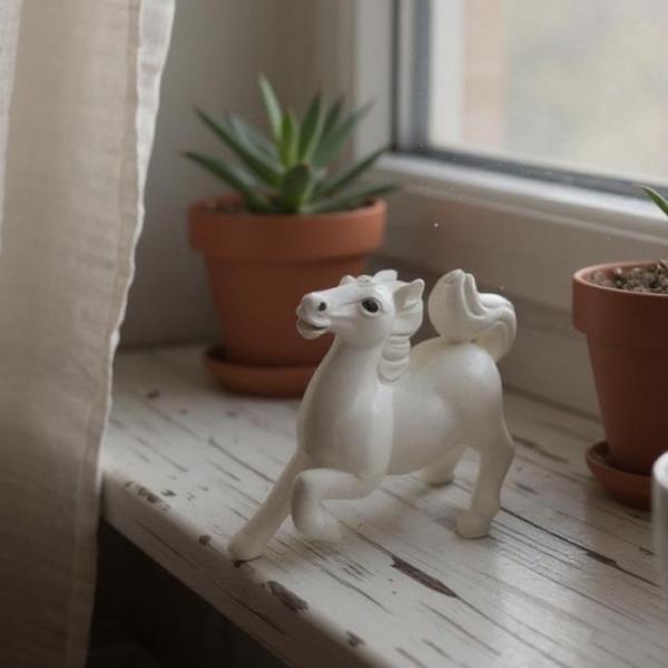 ミニチュアアニマル 馬 白馬 午 小さな動物の世界 置物 オブジェ
