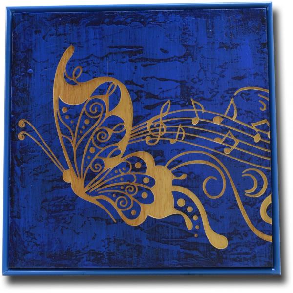 木彫りアート ウッドスカルプチャー 蝶 青 ウッドアートパネル モダン 絵画 木製 30 30 アウトレット 送料無料 送料無料 壁掛け インテリア アジアン雑貨