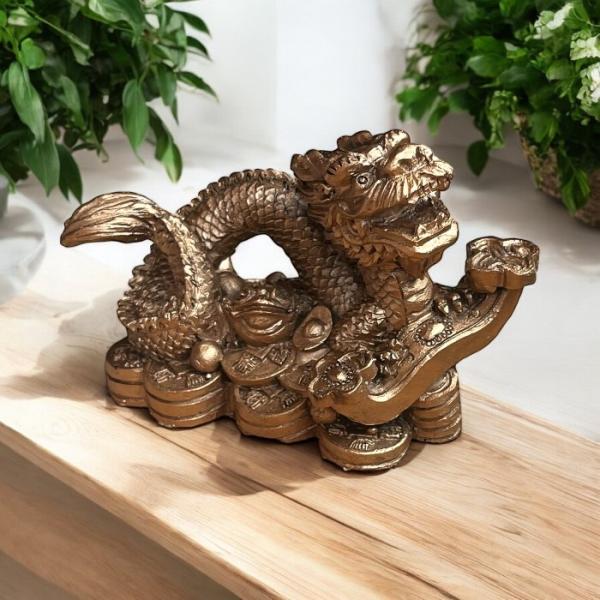龍 カエル 金 ドラゴン 4本爪 置物 財運 金運アップ 開運 幸運 招福