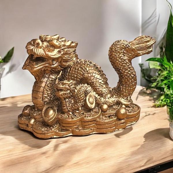 龍 龍の親子 金 ドラゴン 4本爪 置物 財運 金運アップ 開運 幸運 招福