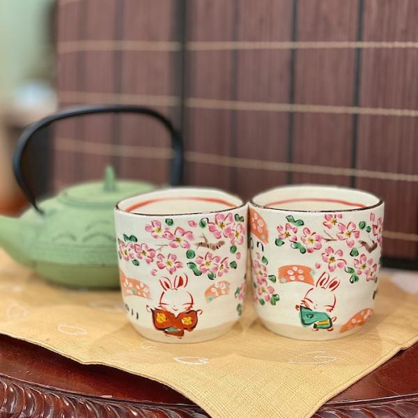 農耕風景イラストの陶製茶杯 sanwapotitto_yk-247