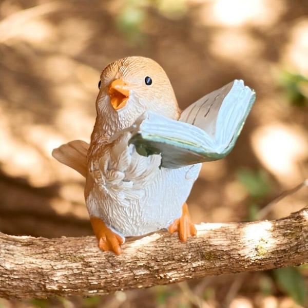 ミニチュアアニマル ことりの読書 小鳥 小さな動物の世界 置物
