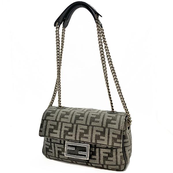 FENDI グレーレザーショルダーバッグ sanwaworld_10027600