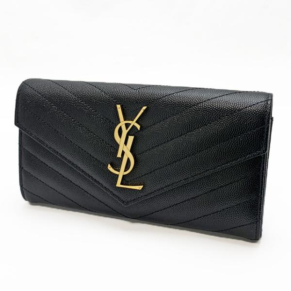 SAINT LAURENT サンローラン 長財布 372264 BOW01 1000 NERO