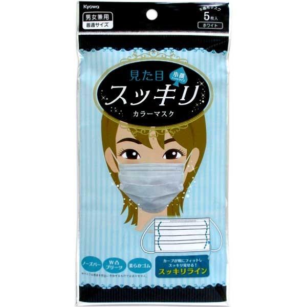 協和紙工 見た目スッキリカラーマスク 男女兼用サイズ ホワイト 5枚