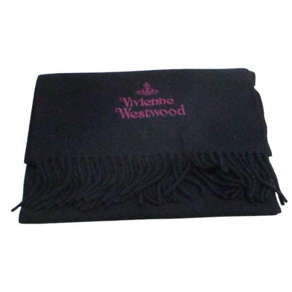 送料無料メール便 マフラー ヴィヴィアンウエストウッド 30x180cm 25-81030007-W00Q7-AAB N401 ブラック/9519 男女兼用 ウール100% イタリア ロゴ刺繍入 Vivienne Westwood（ヴィヴィアンウエストウッド） マフラー 男女兼用
