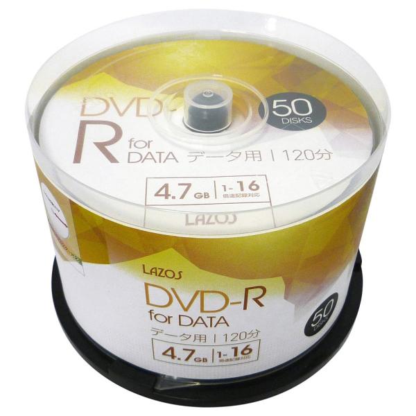 DVD-R 4.7GB f[^p 50gXshP[X 16{Ή zCgChΉ Lazos L-DD50P/2594RZbg//