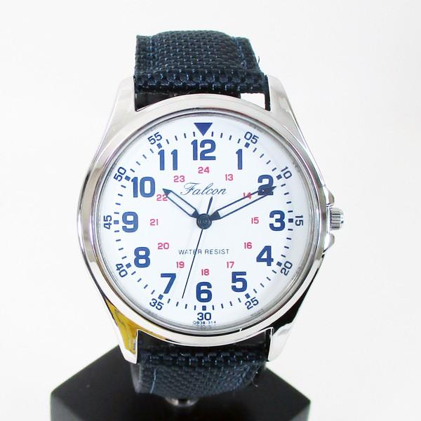 シチズン ファルコン 腕時計 日本製ムーブメント ナイロン/革ベルト ネイビー/白 QB38-314 メンズ 紳士 /【Buyee】 