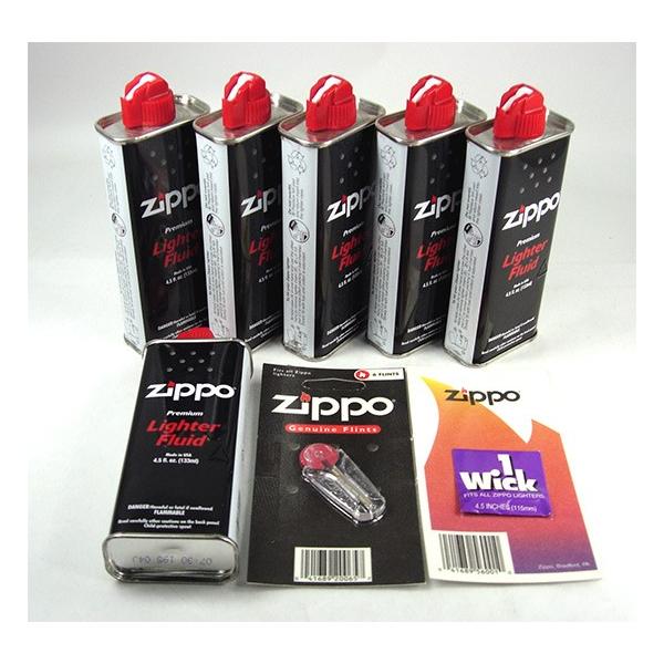 zippo オイル133mlタイプ6本と石、芯を各1つセットにしたジッポー基本セットをご用意♪ ■商品名　Zippoオイルキット ■セット内容 ○オイル133ml：6本○石：1個 ○芯：1本注意事項 メーカー都合によりパッケージ、デザイン、...