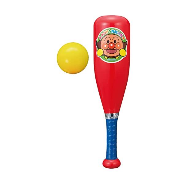 ・赤  4971404318533・アンパンマンの子ども用バットとボールのセットです。・付属のボールをバットで打って遊びます。・ボールを打つと、バットに付いた鳴き笛がピッと鳴ります。・アンパンマンらしい元気なカラーリングです。