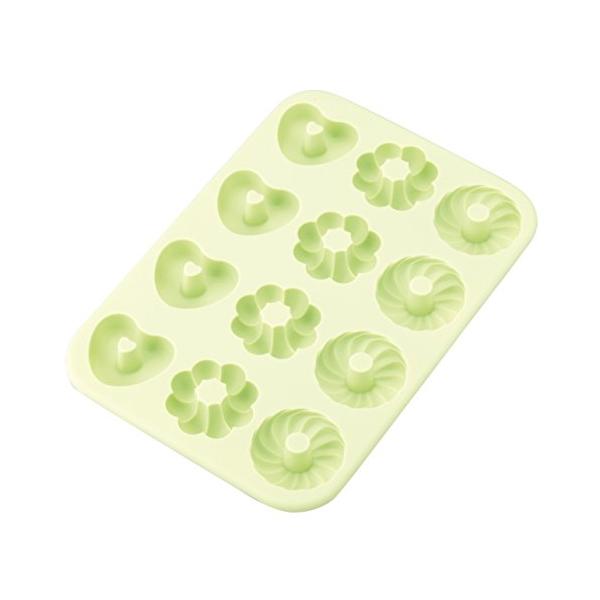 貝印 耐熱 シリコン製 ドーナツ型 12個取り ポンデ 波 ハート DL6248