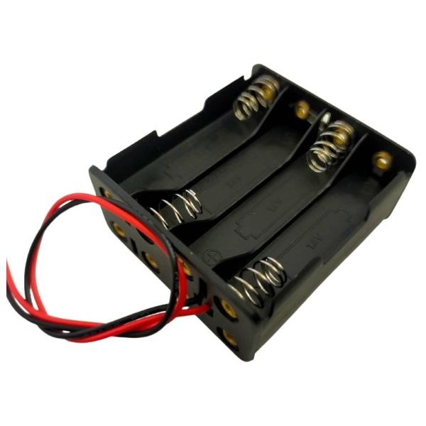 単四　8本　単4　電池ボックス・電池ケース　コード付　約50.6×約46.1mm×厚約20.5mm　1個入　＜bat-141＞
