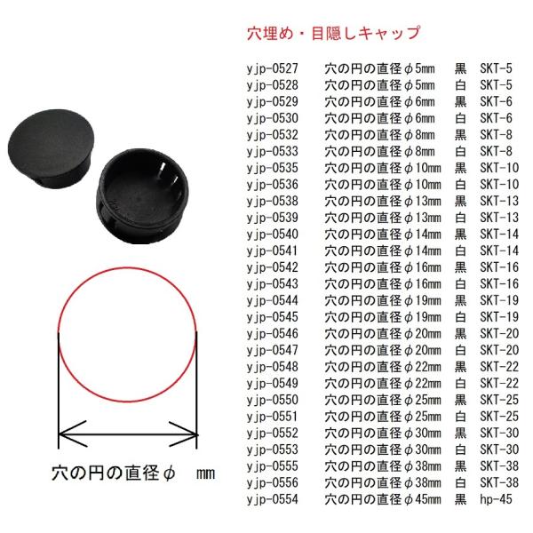 穴の円の直径φ16mm 穴埋め・目隠しキャップ 黒 SKT-16 5個入 ＜yjp-0542＞ | 札幌貿易 | SitePromo