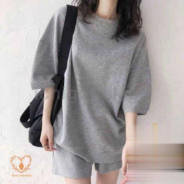 上下セット セットアップ ゆったり Ｔシャツ ショートパンツ ルームウェア 部屋着 スポーツウェア 涼しい 夏サイズ L XL 2XL 素　材綿混紡カラーホワイト&amp;amp;#44;グレー&amp;amp;#44;ブラックこなれ感たっ...