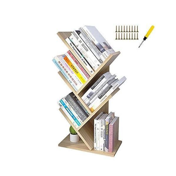 小さな本棚 卓上収納 デスク上置棚 ブックスタンド 本立て ブックシェルフ ブックラック 木の本棚 シンプル 省スペース 書類整理 樹木型 本/アニメ/雑誌/装飾物 幅31×奥行17×高さ60cm (くるみ色)型番：sj01カラー：くるみ色...