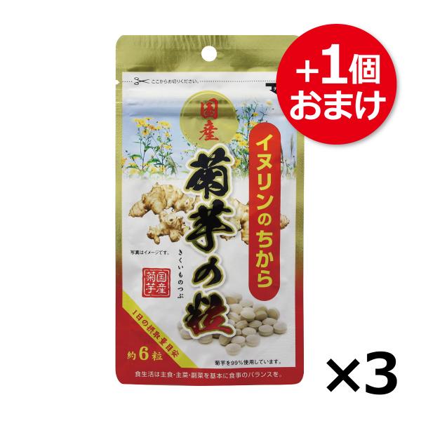 サプリ サプリメント イヌリンのちから 菊芋の粒 90粒 3個セットおまけ1個付き 菊芋 国産 イヌリン サプリ (メール便対象品)