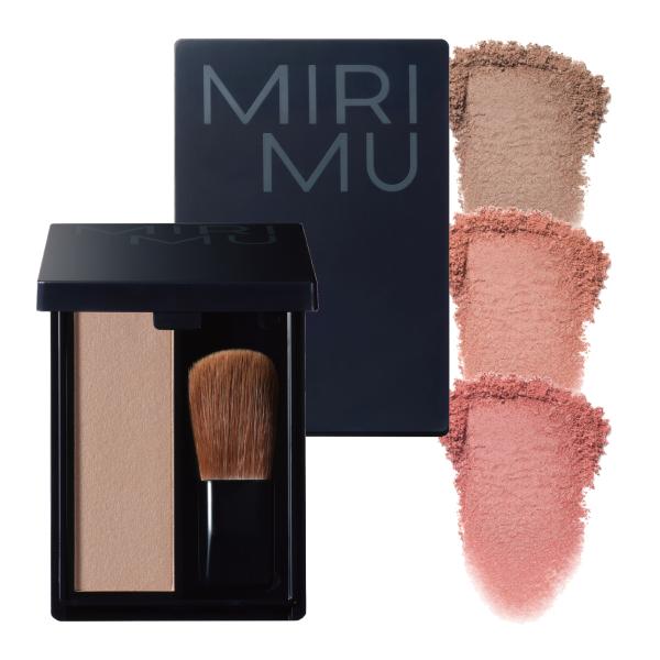 肌の陰影、立体感を１つで叶えるマルチカラーパウダー！マルチに使える万能カラーパウダー！くすみカラー展開で、自然な立体感を彩ります。(専用ブラシ付き )MIRIMU ムードブラッシュ 3色展開 マルチパウダー 万能カラーパウダー (メール便対象品)