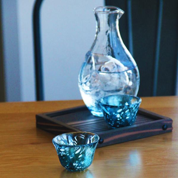 食器 冷酒器 セット 木製焼杉正角盆付き クリスタルガラス 東洋佐々木 G604-M70set