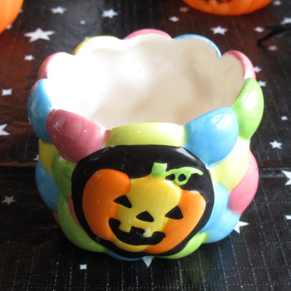 ミニカップ 陶器 おしゃれ 小鉢 デザートカップ カボチャ かぼちゃ Halloween ディスプレイ デコレーション / カラフルドット ハロウィン ミニカップ