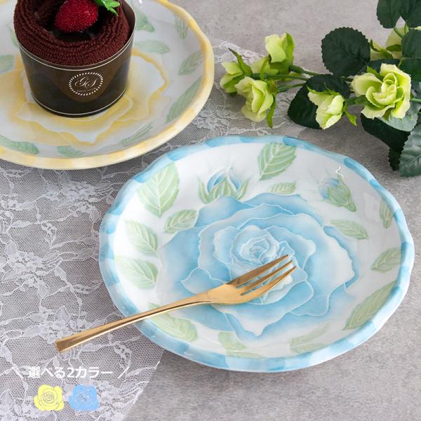 ケーキ皿 プレート 取り皿 中皿 ケーキプレート日本製 美濃焼 薔薇柄 バラの食器 ローズ柄 ばら  / ローズ ケーキ皿 16.4cm（2色選択）