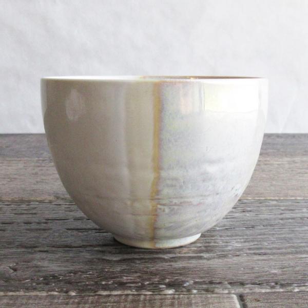 お茶漬け碗 和食器 ラスター加工 いっぷく碗 一服碗 おしゃれ お茶碗 銀色 白色 深さがある 飯椀 / シルバー×パール 茶漬け碗