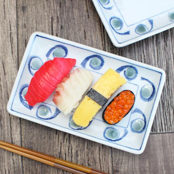 長角皿 刺身皿 焼き物皿 和食器 ナチュラル 布目模様 手描き風 スクエア お刺身 天ぷら 日本製 美濃焼 アウトレット食器 / 布目 木の葉 長角皿 20cm